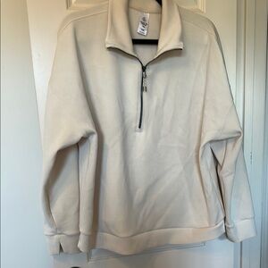 Cream Quarter-Zip Luxe Pullover